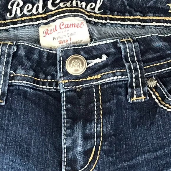 Red Camel Embellished Flap Pocket Skinny Jeans - Picture 6 of 15